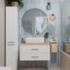 Wastafelmeubel NEL 80 – Artisan eiken / Wit – 2 laden – hangend – met wastafel