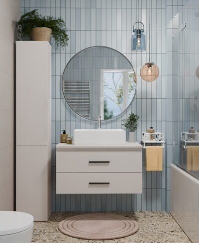wizka2 Wastafelmeubel NEL 80 – Kasjmier beige – 2 laden – hangend – met wastafel