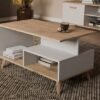 Tafel OLYMPO 1P – 90 × 49 × 48 cm – Artisan eiken / Wit