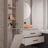 wizka5 Wastafelmeubel NEL 80 – Kasjmier beige – 2 laden – hangend – met wastafel