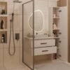 wizka6 Wastafelmeubel NEL 80 – Kasjmier beige – 2 laden – hangend – met wastafel