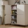 wizopen2 Dressoir CORDOBA 4D – Castello eiken / Kasjmier beige – 4 deuren – 8 planken