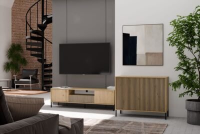 Dressoir KAMARO 2D SLIM – Artisan eiken – geribbeld front