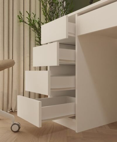Bureau ARTO – 120 cm – Wit – 5 laden