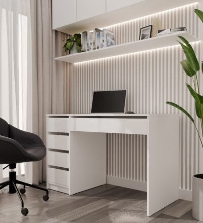 Bureau ARTO – 120 cm – Wit – 5 laden