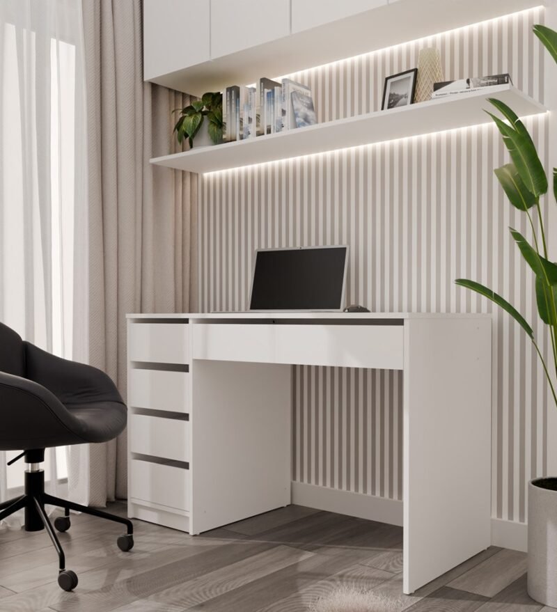 wizu4 Bureau ARTO – 120 cm – Wit – 5 laden