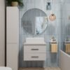 wizua1 Wastafelmeubel NEL 60 UC – Kasjmier beige – 2 laden – hangend – met wastafel