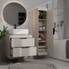 wizua2 Badkamerkast TERRA 1D – Kasjmier beige – 4 planken – hangend