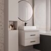 wizua2 Wastafelmeubel NEL 60 UC – Kasjmier beige – 2 laden – hangend – met wastafel