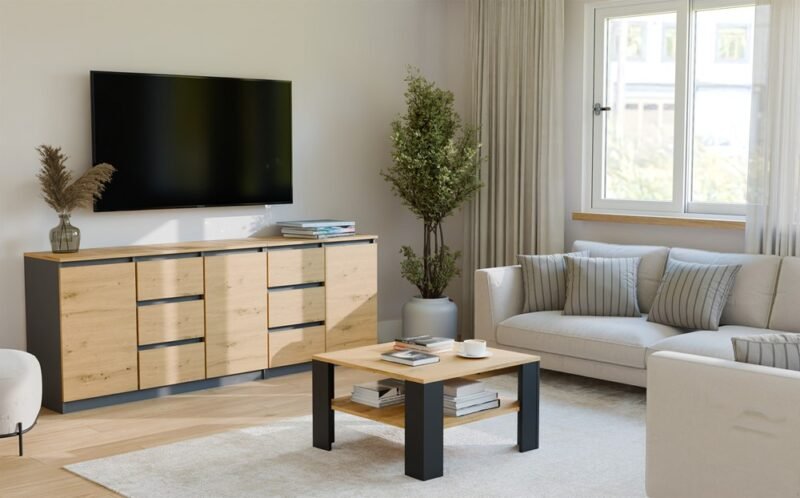 wizua3 Tafel SQUARE – Artisan eiken / Zwart