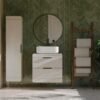 wizua3 Badkamerkast TERRA 1D – Kasjmier beige – 4 planken – hangend