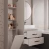 wizua3 Wastafelmeubel NEL 60 UC – Kasjmier beige – 2 laden – hangend – met wastafel