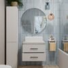 wizua4 Wastafelmeubel NEL 60 UC – Kasjmier beige – 2 laden – hangend – met wastafel
