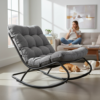Tuinfauteuil VIBE – 115 cm – Zwart / Grijs – met kussen