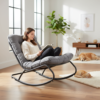 Tuinfauteuil VIBE – 115 cm – Zwart / Grijs – met kussen