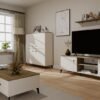 wizual2 Dressoir POINT 4D – Castello eiken / Kasjmier beige – 4 deuren – 8 planken