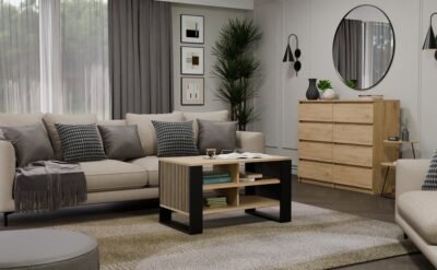 wizual2 Tafel Modern 4P SLIM – Artisan eiken / Zwart