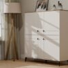 wizual3 Dressoir POINT 4D – Castello eiken / Kasjmier beige – 4 deuren – 8 planken