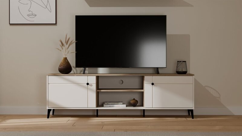 TV-meubel POINT 2D – Castello eiken / Kasjmier beige – 2 deuren