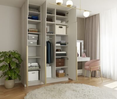 Kledingkast SENSO 3D – 150 cm – Kasjmier – met opzetstuk