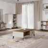 wizual6 Dressoir POINT 4D – Castello eiken / Kasjmier beige – 4 deuren – 8 planken