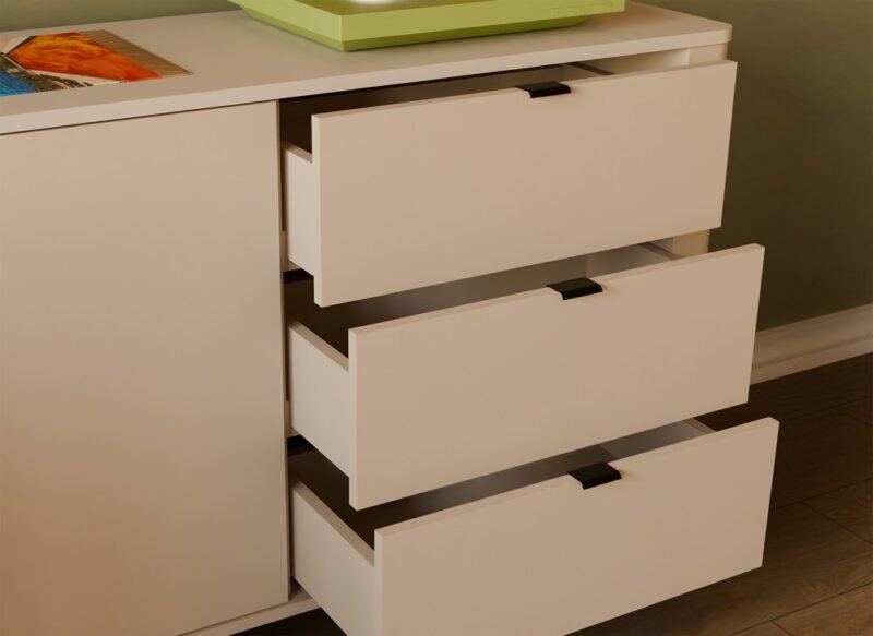 wizualka Dressoir CORDOBA 2D3S – Kasjmier beige – 3 laden – soft-close
