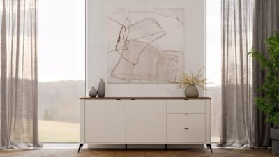 wizz2 Dressoir CORDOBA 2D3S – Castello eiken / Kasjmier beige – 3 laden – soft-close