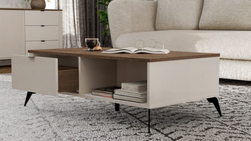 wizz5 Tafel awa CORDOBA – Castello eiken / Kasjmier beige – 2 laden