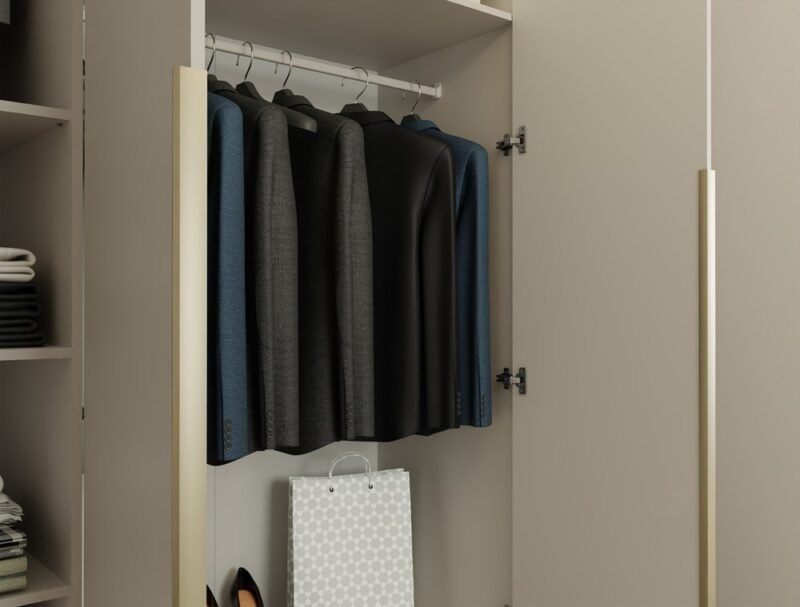 wizzz1 Kledingkast SENSO 4D 200 – 200 cm – Kasjmier beige – 4 deuren