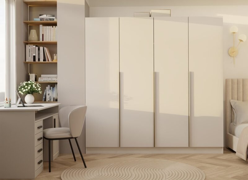 wizzz2 Kledingkast SENSO 4D 200 – 200 cm – Kasjmier beige – 4 deuren