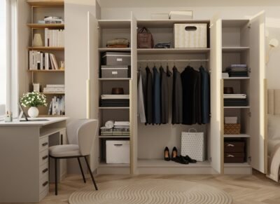 wizzz3 Kledingkast SENSO 4D 200 – 200 cm – Kasjmier beige – 4 deuren
