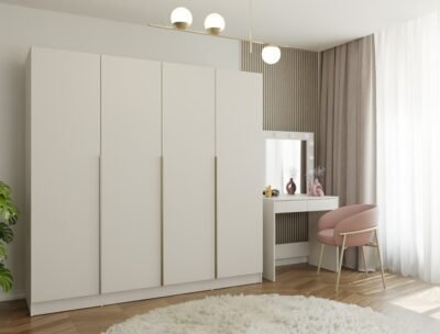 wizzz4 Kledingkast SENSO 4D 200 – 200 cm – Kasjmier beige – 4 deuren