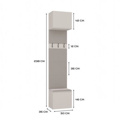 wymiary Garderobemeubel HAGA II 2W