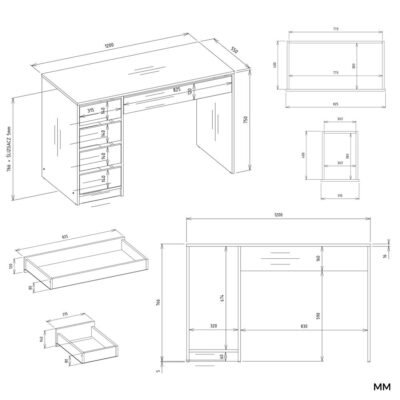 Bureauset Arto Komoda Malwa M6 – Wit