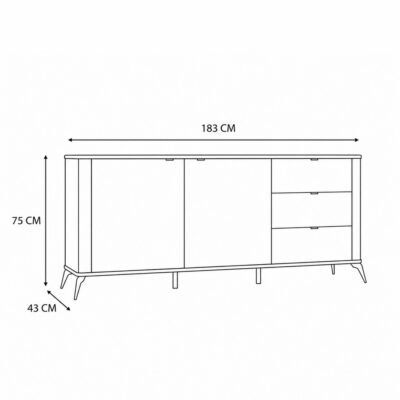 Dressoir CORDOBA 2D3S – Kasjmier beige – 3 laden – soft-close