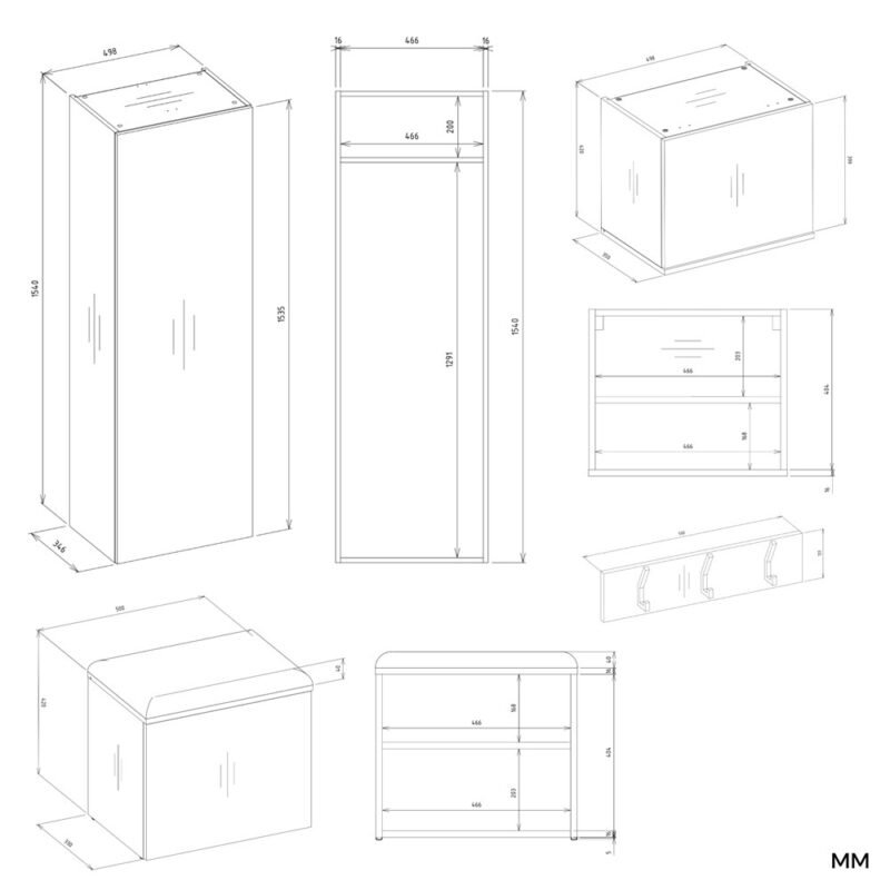 Garderobemeubel HAGA III 1Sz2W – Wit