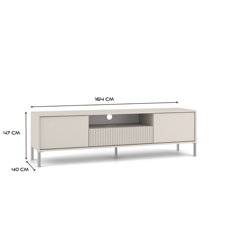 wymiarytv160kamaro TV-meubel KAMARO 160 – Kasjmier – geribbeld front